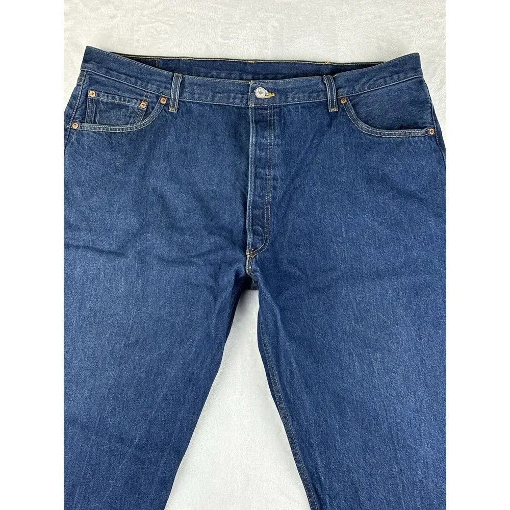 Levi's Mens Jeans 501 Button Fly Blue Denim‎ Jeans Size 46x32 (42x28 Measured)